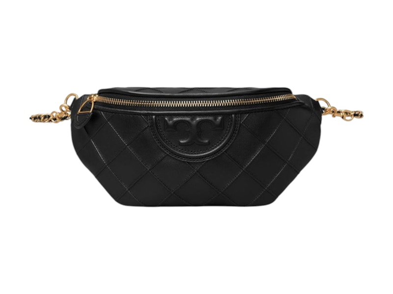 Pre-owned Tory Burch Women's Fleming Convertible Belt Bag In Black