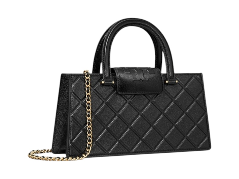 Tory Burch Fleming East-West Tote Black in Leather - US