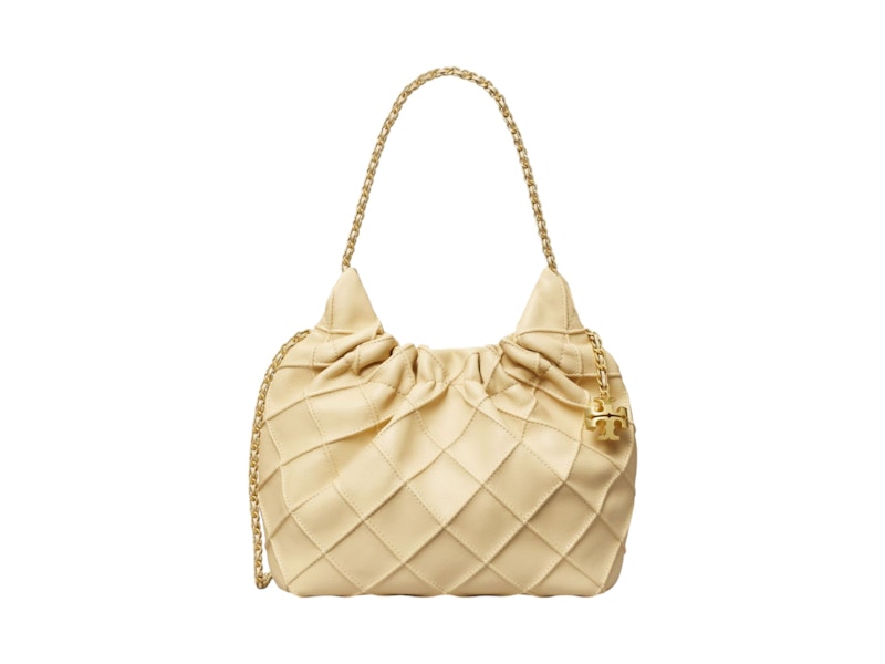 Pre-owned Tory Burch Women's Fleming Mini Hobo Bag In Vanilla Soft Serve