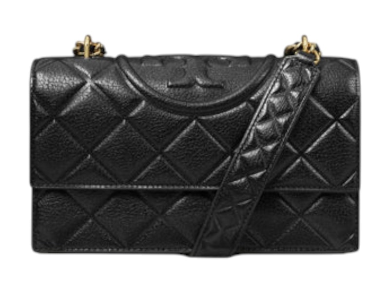 Pre-owned Tory Burch Women's Fleming Small Convertible Shoulder Bag In Black