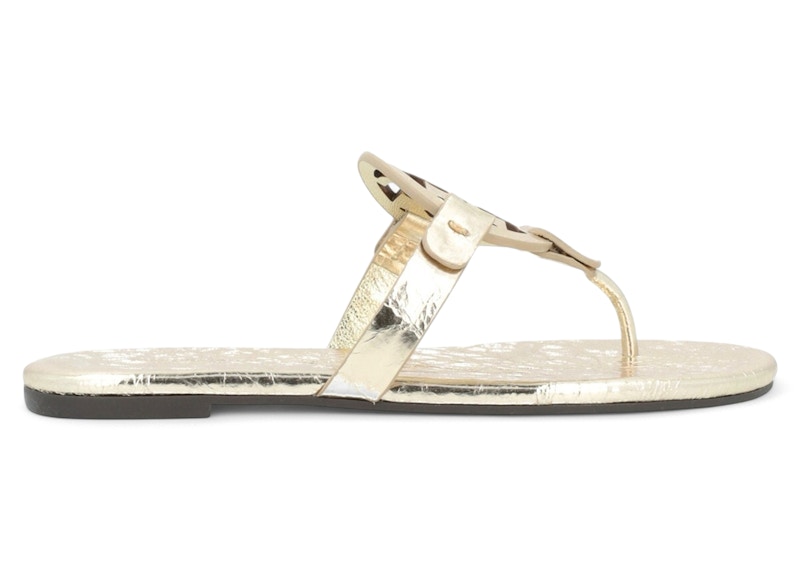 Pre-owned Tory Burch Miller Soft Sandals (women's) Sneakers In Spark Gold