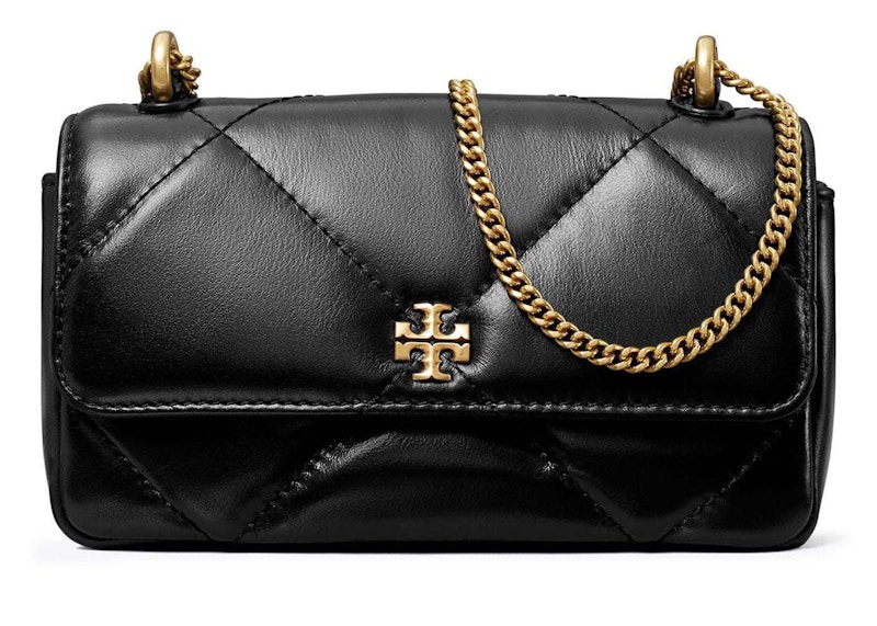 Pre-owned Tory Burch Women's Mini Kira Diamond Quilt Flap Bag In Black