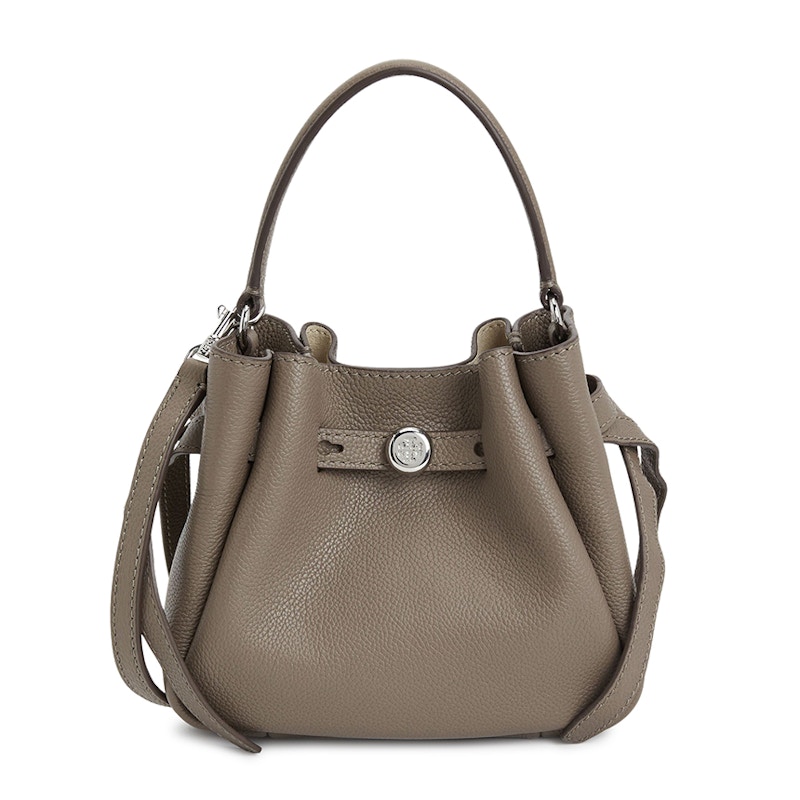 Tory Burch Mini Romy Bucket Bag Gray Brown