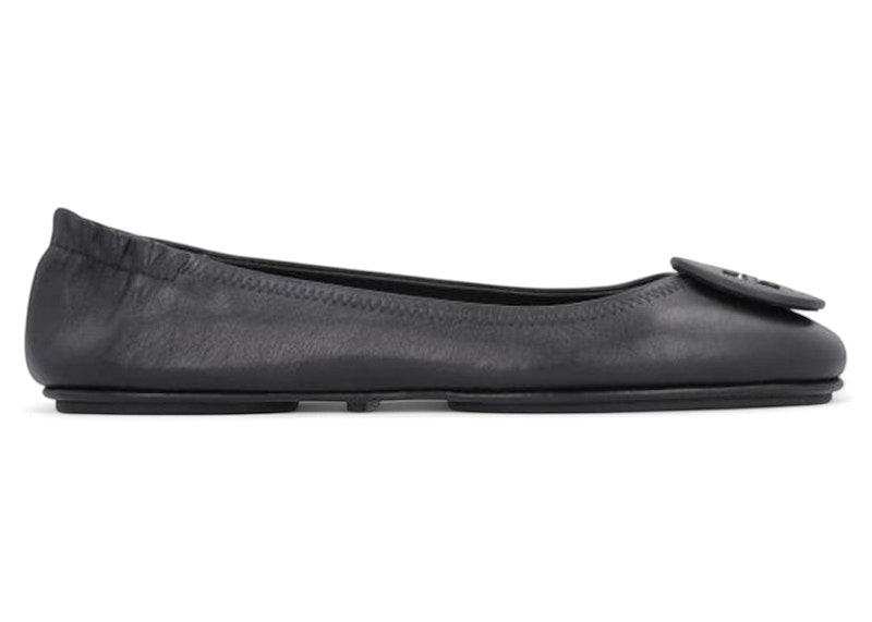 Pre-owned Tory Burch Minnie Travel Ballet Flats (women's) Sneakers In Perfect Black