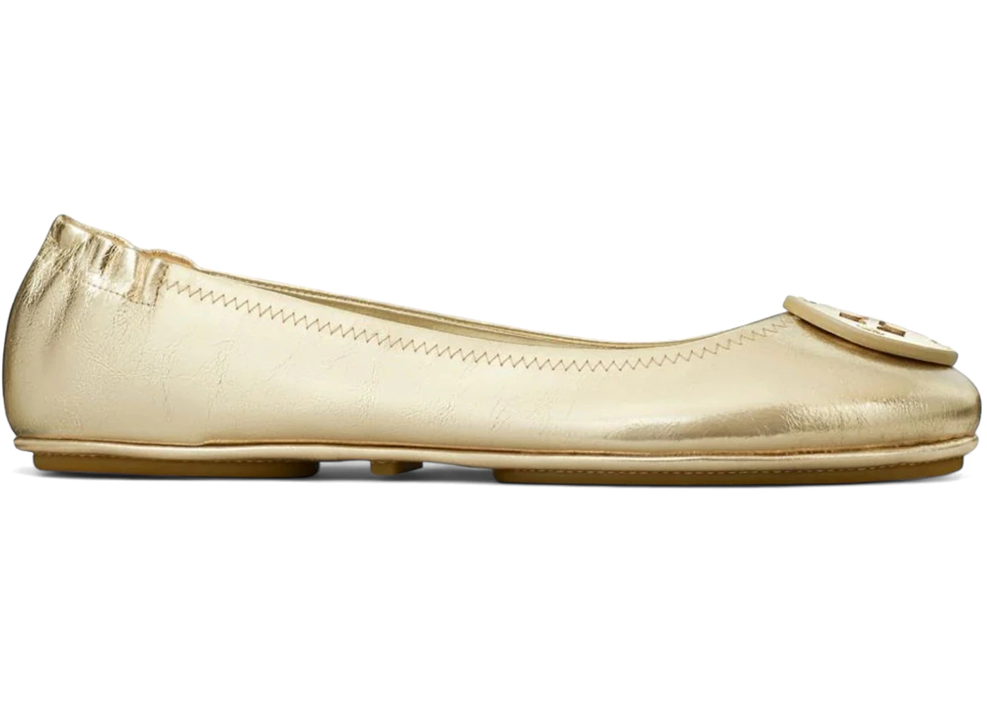 Tory Burch Minnie Travel Ballet Flats Spark Gold (Women's