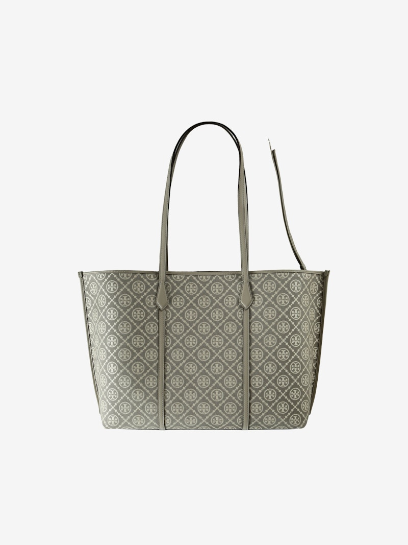 Tory Burch Perry T Monogram Tote Bag Gray