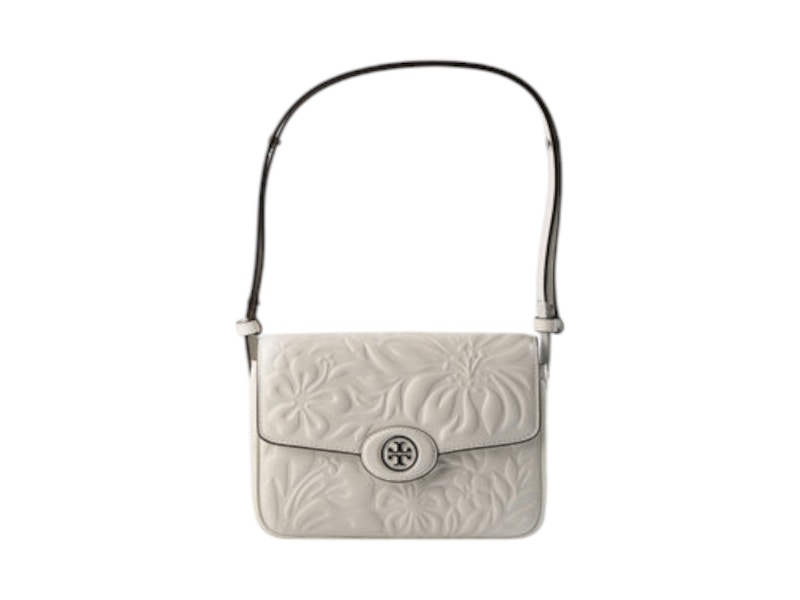 Tory Burch Robinson Floral Embossed Convertible Shoulder Bag Blanc