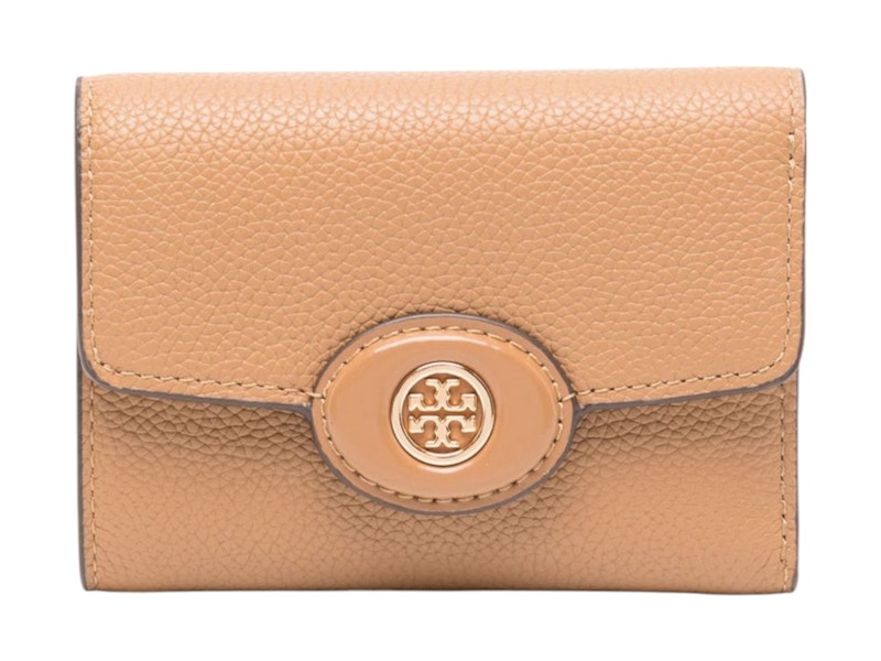 Pre-owned Tory Burch Women's  Robinson Pebbled Small Wallet In Tiramisu