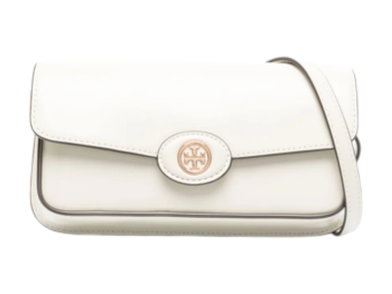Pre-owned Tory Burch Women's Robinson Spazzolato E/w Shoulder Bag In Shea Butter
