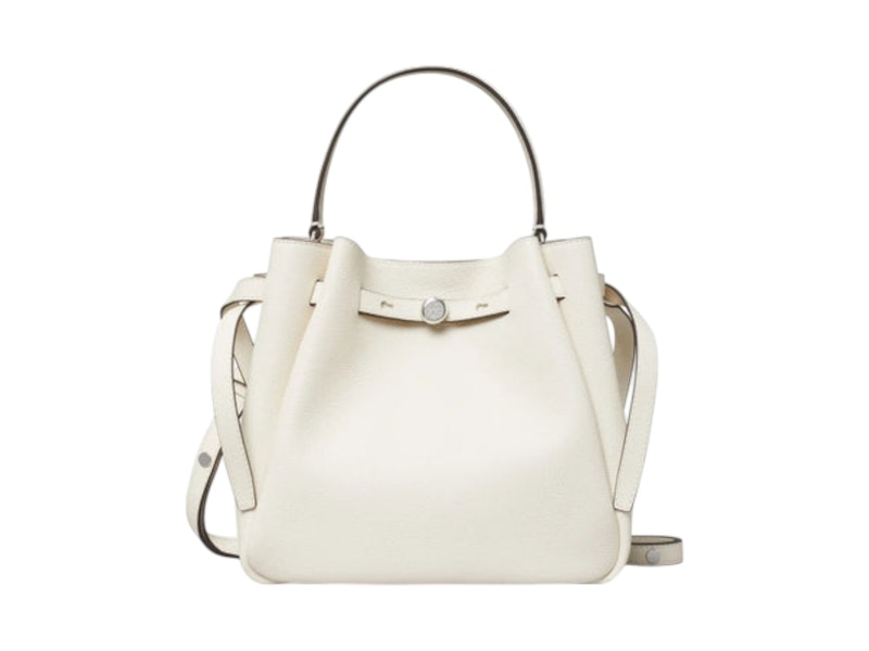 Tory Burch Romy Bucket Bag Light Cream in Leather - US