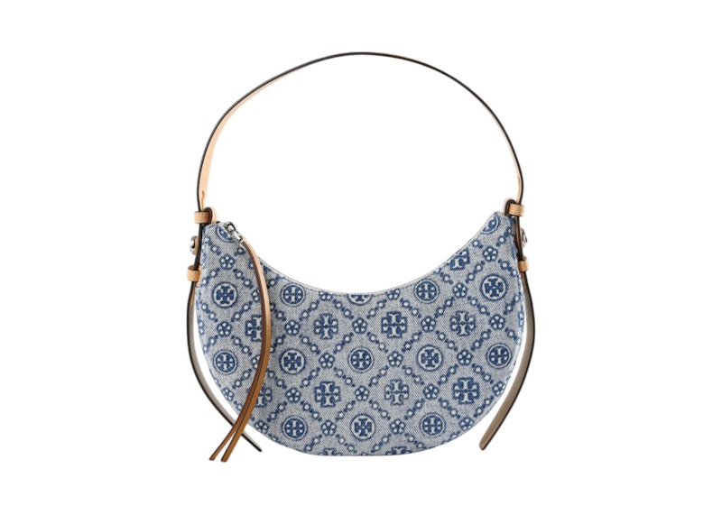 Tory Burch Romy Denim Half Moon Bag Powder Blue