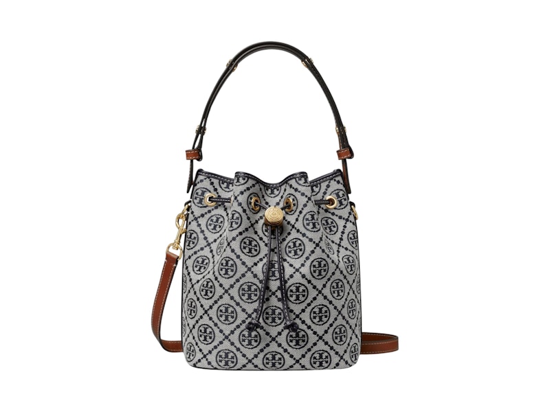 Pre-owned Tory Burch Women's T Monogram Bucket Bag In Navy Blue
