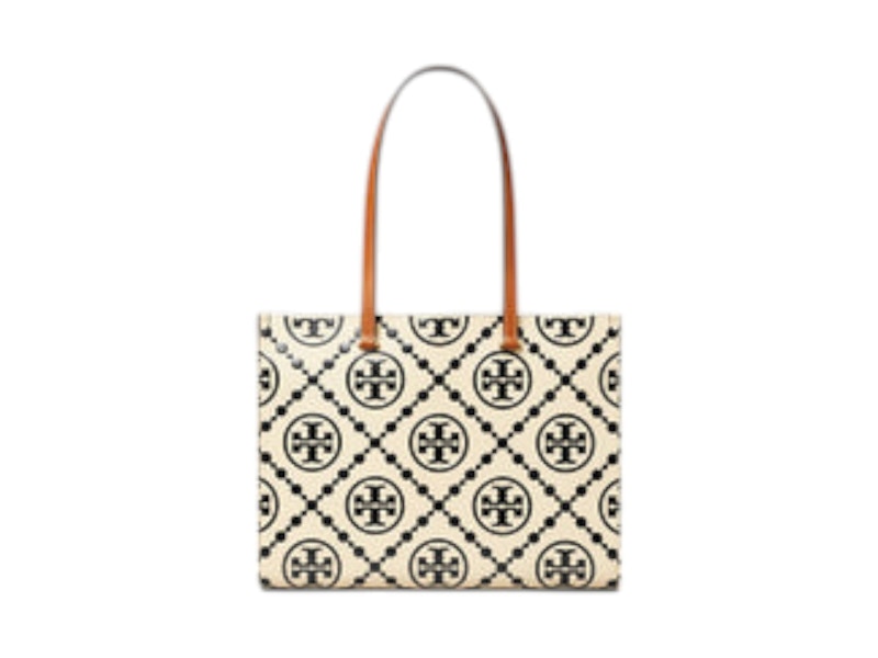 Tory Burch T Monogram Contrast Embossed Tote Black/White