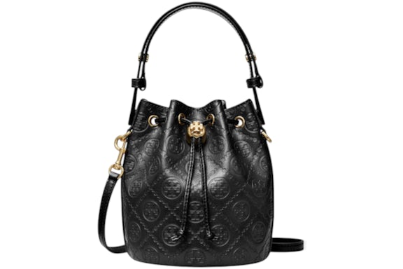 Minibolso de piel con monograma en forma de T de Tory Burch, color negro