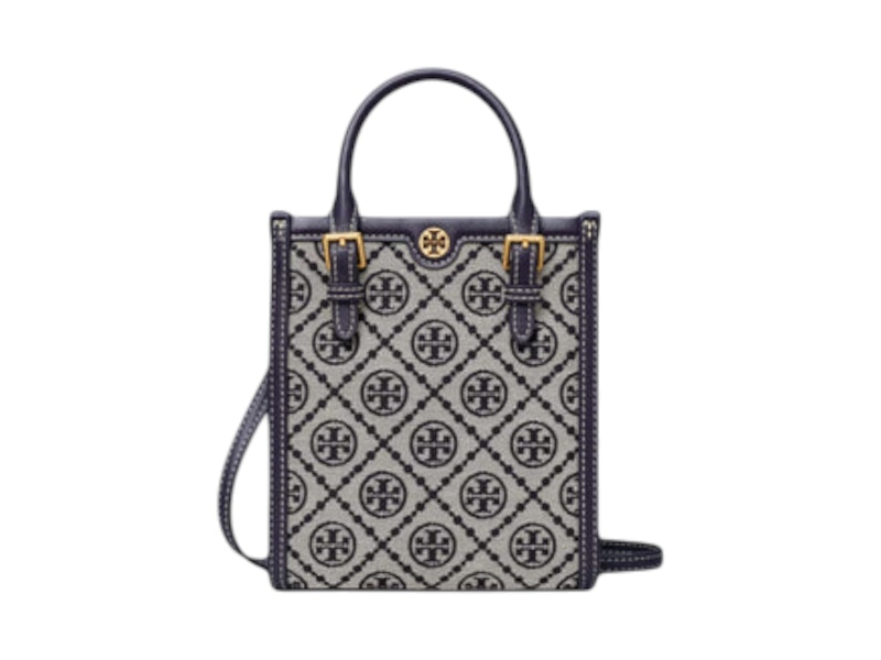 Tory Burch T Monogram Mini N/S Tote Navy