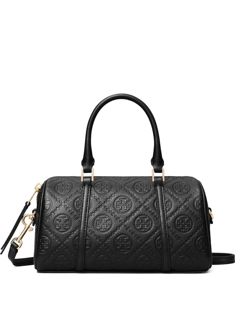 Tory Burch T Monogram Pebble Mini Barrell Bag Black