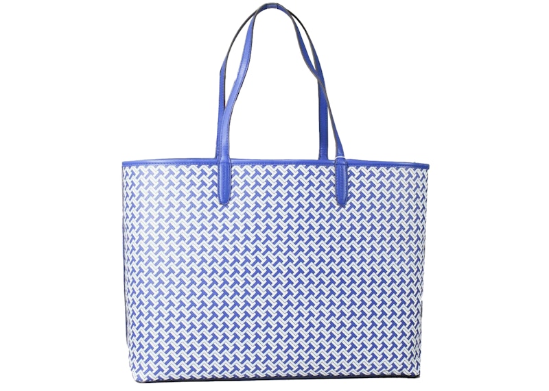 Tory Burch T Zag Tote Large Jewel Blue in Canvas with Silver tone GB