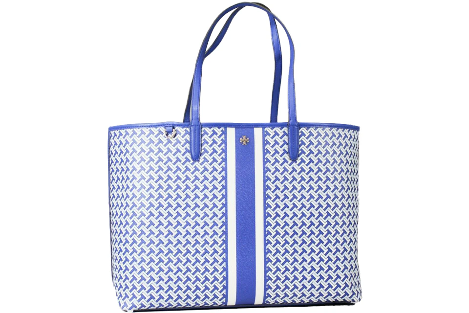 Tory Burch T Zag Tote Large Jewel Blue in Canvas with Silver-tone - TW