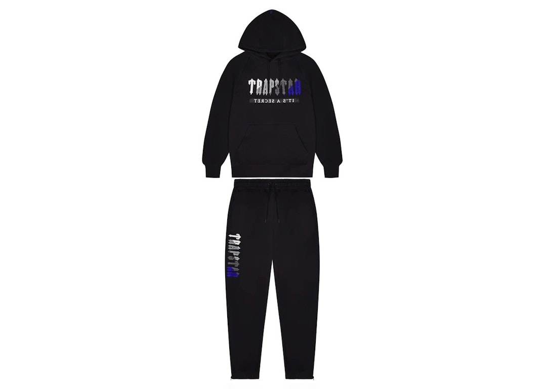 Pre-owned Trapstar Chenille Decoded 2.0 Hoodie Tracksuit Black/dazzling Blue