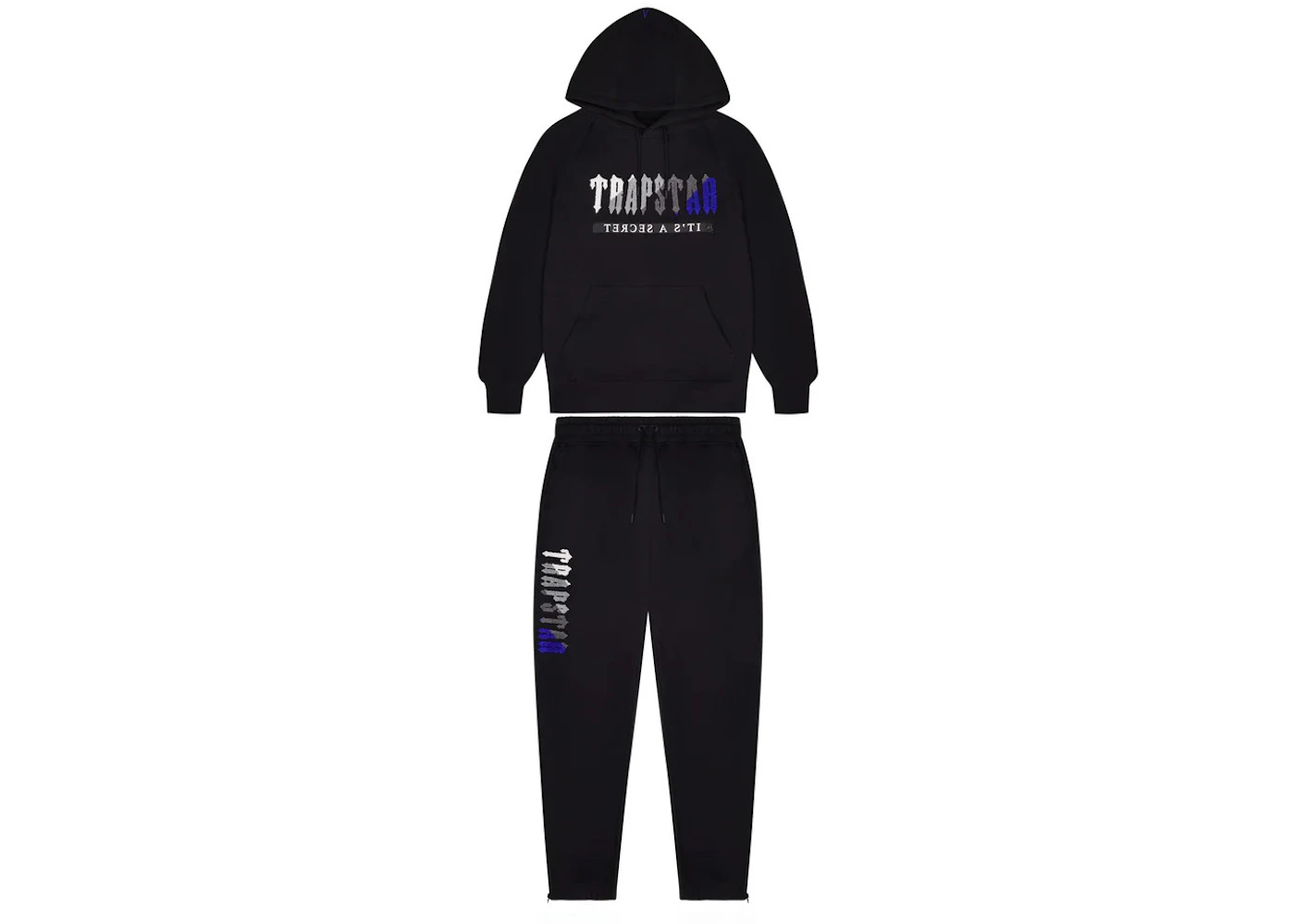 Trapstar Chenille Decoded Hoodie Tracksuit Black/Dazzling Blue