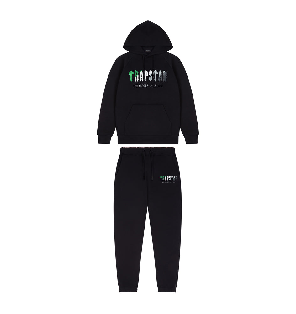 Trapstar Chenille Decoded Hooded Tracksuit Black/Green Bee AW22