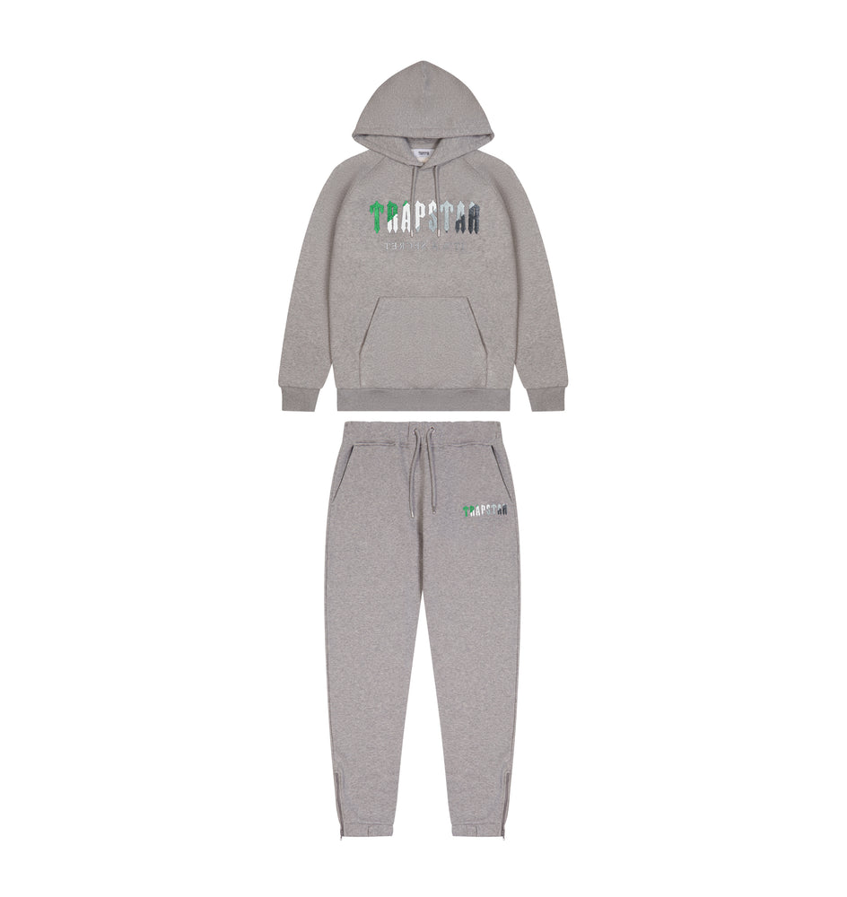 Trapstar Chenille Decoded Hooded Tracksuit Grey/Green Bee AW22 ...