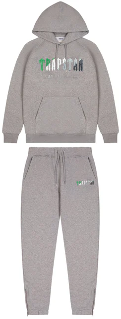 Trapstar Chenille Decoded Hooded Tracksuit Grey/Green Bee AW22