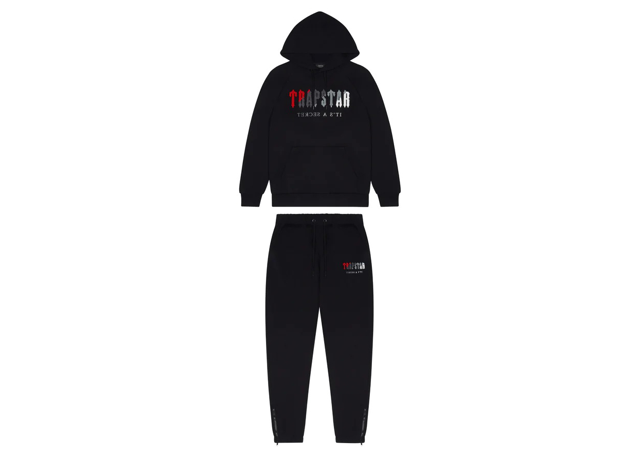 Trapstar Chenille Decoded Hoodie Tracksuit Black/Red - FW22 Men's - US