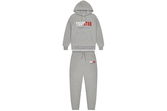 Trapstar Decoded Chenille Hooded Tracksuit Grey/Blue/Red