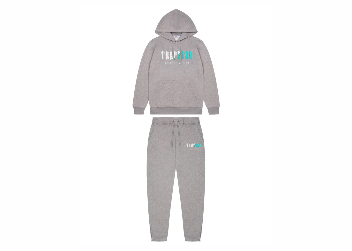 Trapstar Irongate Chenille Arch Hooded Tracksuit Grey/Sea Blue 