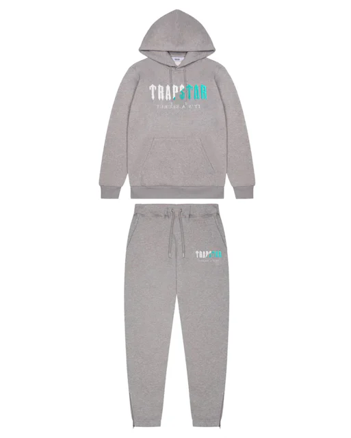 Trapstar Decoded Chenille Hooded Tracksuit Grey/Teal Men's - FW23 - US