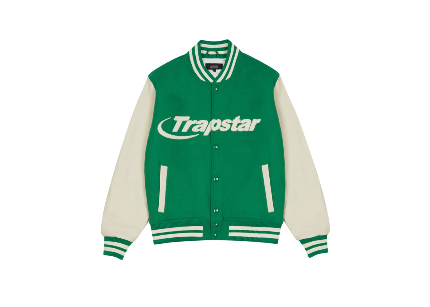 Trapstar Hyperdrive Chenille Varsity Jacket Green Bee/Cream Men's - US