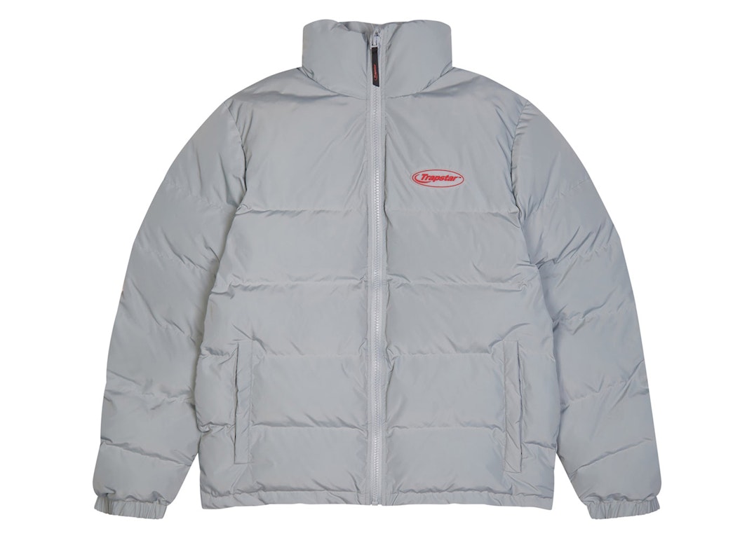 Pre-owned Trapstar Hyperdrive Puffer Jacket Light Grey/red