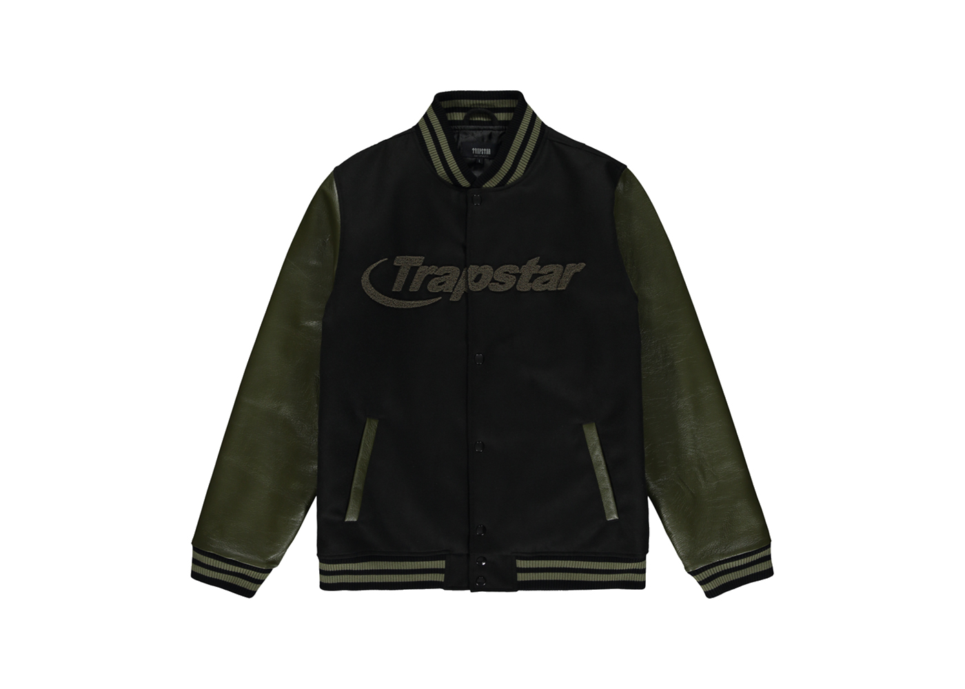 Trapstar Hyperdrive Varsity Jacket Black/Olive Men's - US