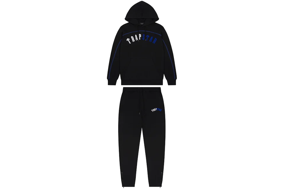 Trapstar Irongate Arch Chenille Hoodie Tracksuit Black Ice Edition