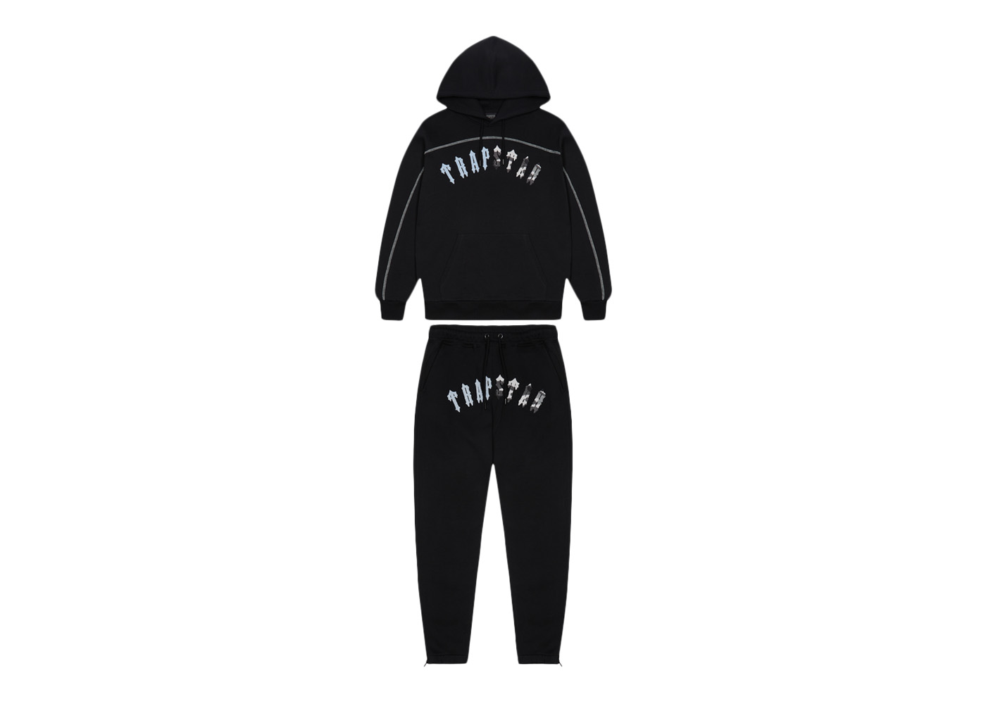 Trapstar Irongate Chenille Arch Hooded Tracksuit Grey/Sea Blue 
