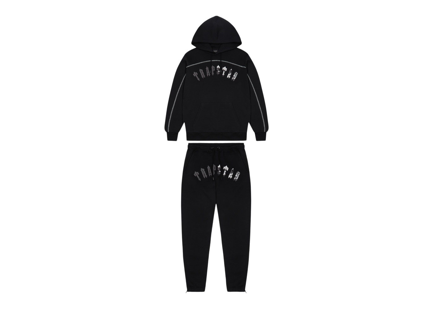 Trapstar Irongate Chenille Arch Hooded Tracksuit Black/Grey Camo 