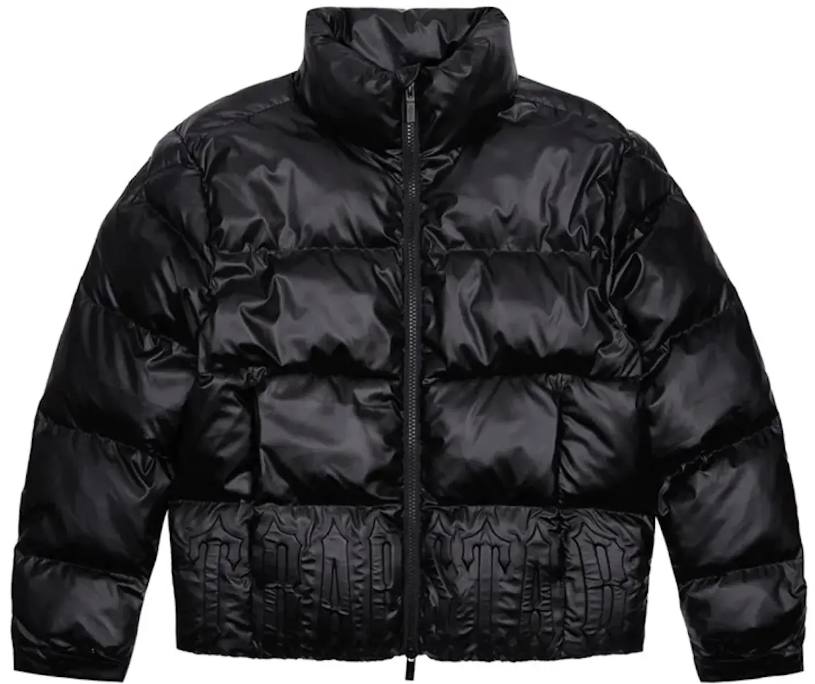 Trapstar Irongate Embossed Puffer Jacket Matte Black Men's - FW23 - GB