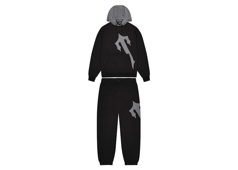 Black discount hooded tracksuit