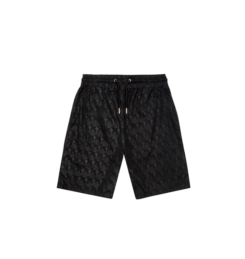 Trapstar Premium Irongate Monogram Shorts Black Homme de la Collection