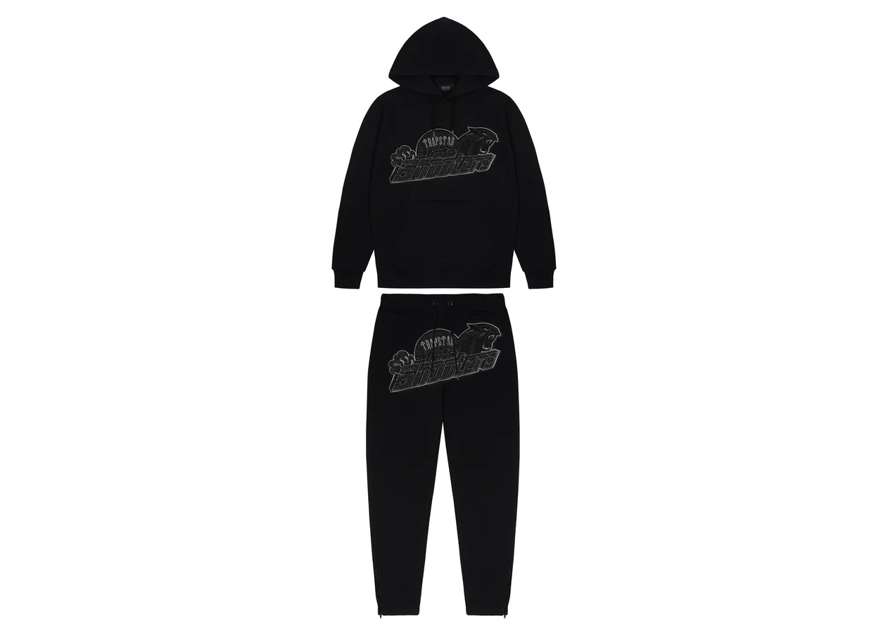 Trapstar Shooters Hoodie Tracksuit Black Monochrome Edition
