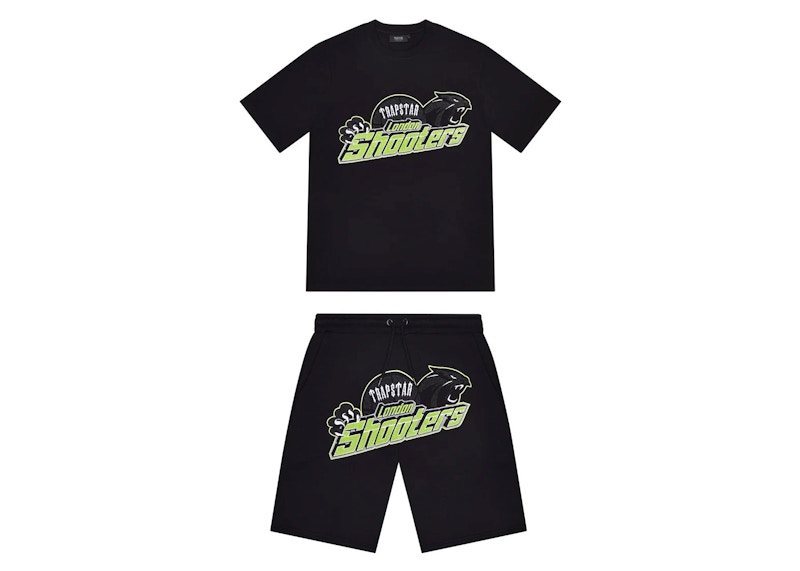 Pre-owned Trapstar Men's  Shooters Short Set In Black/slime In Multi