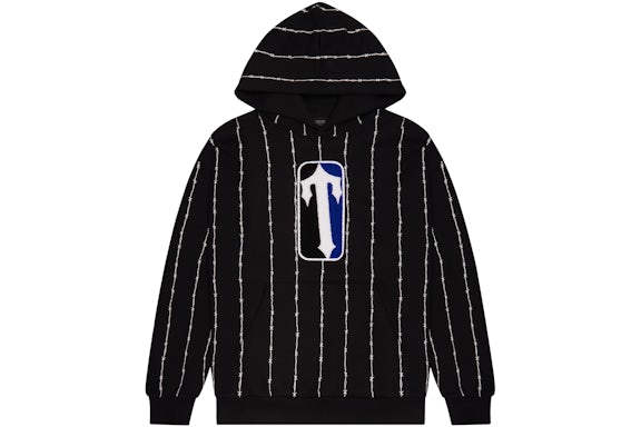 Trapstar Trap League Chenille Hoodie Black Pinstripe