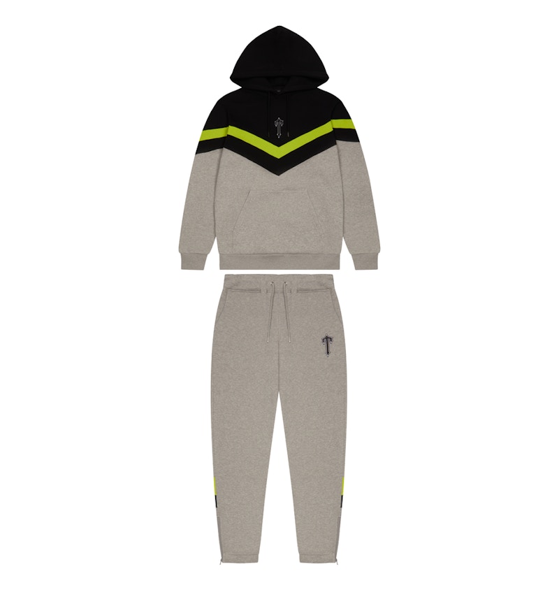 Trapstar V Stripe Hoodie Tracksuit Grey/Lime/Black Men's FW22 GB