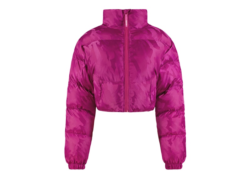 Trapstar Women's Cropped T Jacquard Puffer Jacket Fuchsia Pink