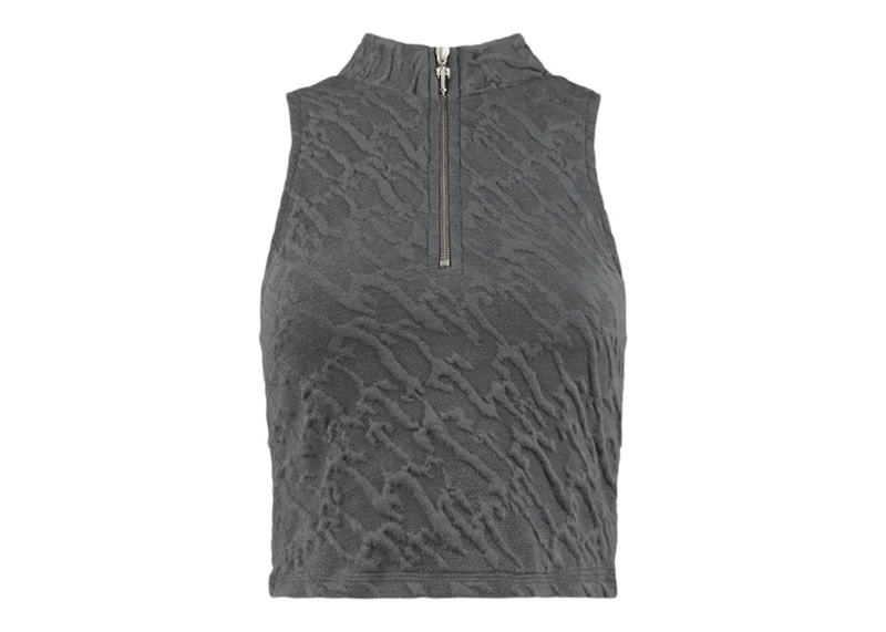 Trapstar Women's Jacquard Fitted Zip Crop Top Grey SS23 CN