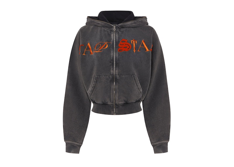 Trapstar Women's Zip Script Hoodie Grey/Orange - SS23 - US