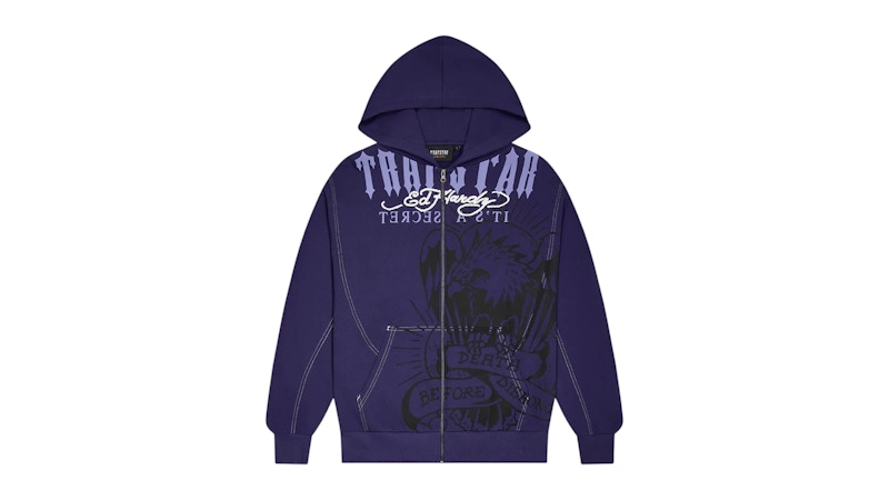 Trapstar x Ed Hardy Dbd Hoodie Navy Men's - FW25 - US