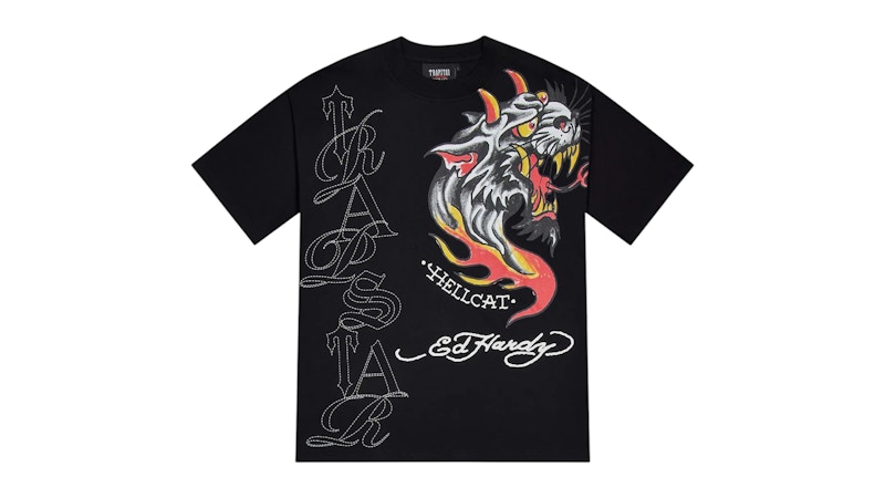 Trapstar x Ed Hardy Hell Cat Tee Black Men's - FW25 - US