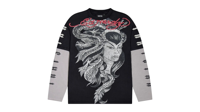 Trapstar x Ed Hardy Medusa Ls Tee Black/White Men's - FW25 - US
